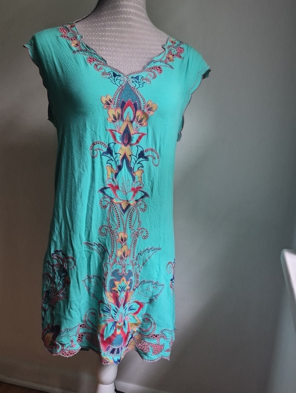 Green embroidered Dress